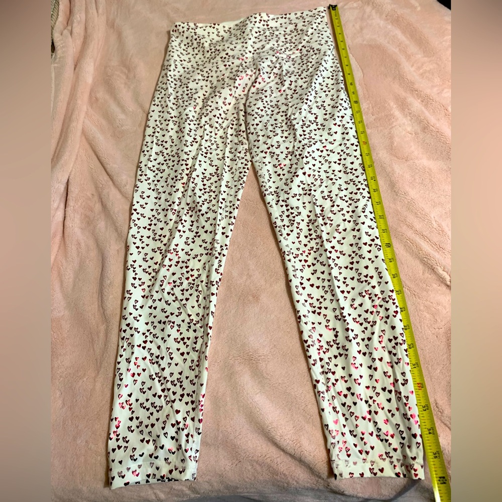 DYI leggings with metallic colored hearts